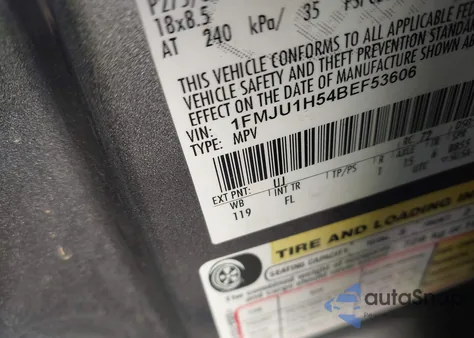 2011 Ford Expedition Xlt из США, поврежденный, VIN 1FMJU1H54BEF53606